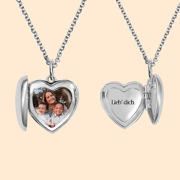 Personalisierte Sterling Silber Halskette mit Herzförmigem Fotomedaillon Gravierbarer Minimalistischer Schmuck Geburtstag Jahrestag Geschenk für sie 