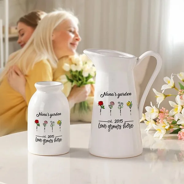 Keramik Blumenvase mit Titel und 1-12 Namen