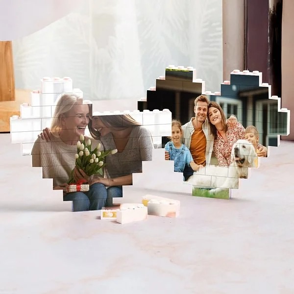 Personalisiertes Herzförmiges Bausteine Fotopuzzle