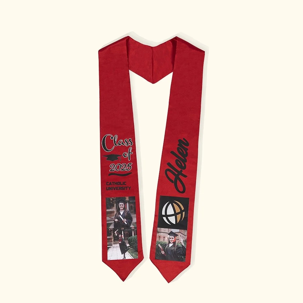 Personalisierte bestickte Graduationsstola – Unisex Abschluss Stola mit Text & Foto, Klasse von 2025